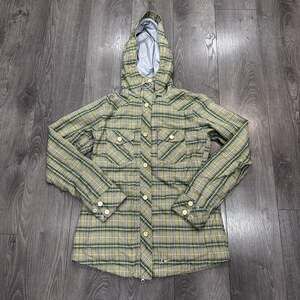 Nike Snowboarding Women's Green Plaid Ski Snowboard Jacket Hooded Vented Sz M